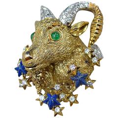 Capricorn Gold & Diamond Brooch and Pendant