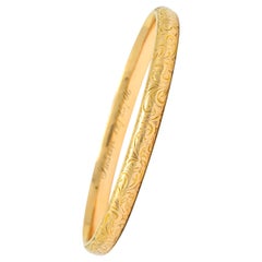 Riker Brothers Art Nouveau 14 Karat Gold Hinged Bangle Bracelet