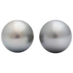 Grey 12mm Pearl Stud Earrings