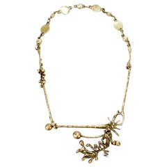 Mid-Century Modern Brass Brutalist Necklace