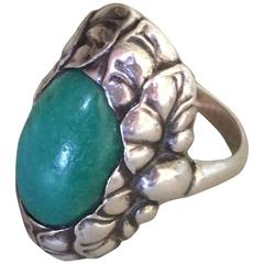 Georg Jensen Amazonite Sterling Silver Dome Ring No.11