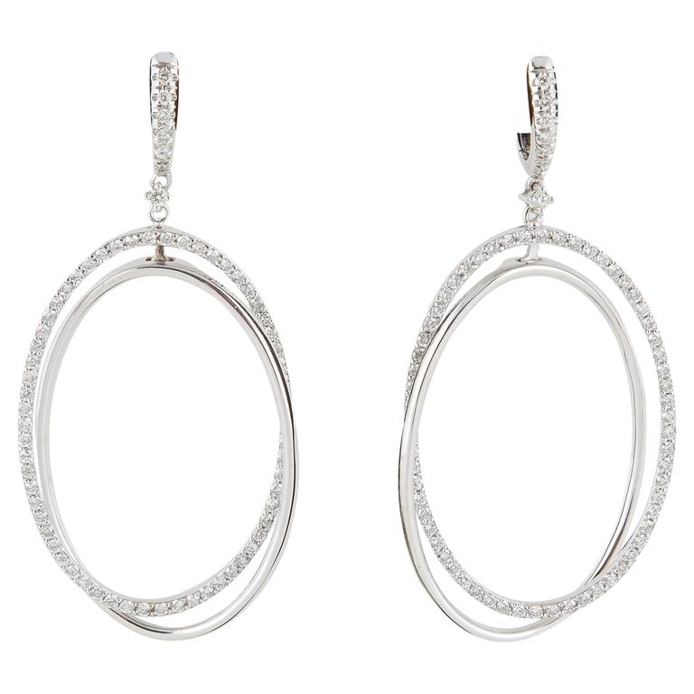 Fabulous Oval Hoop Dangle Earrings For Sale at 1stdibs