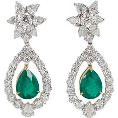Classic Colombian Emerald Diamond Drop Earrings 7