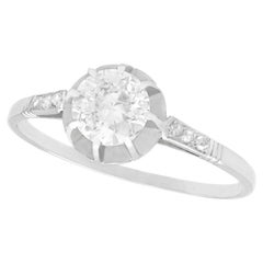 Anillo de compromiso solitario de platino y diamantes Antique French de los años 20