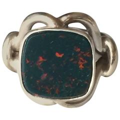Georg Jensen Sterling Silver Ring No. 27A with Bloodstone