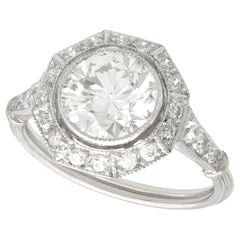 Antique 2.30 Carat Diamond Platinum Engagement Ring