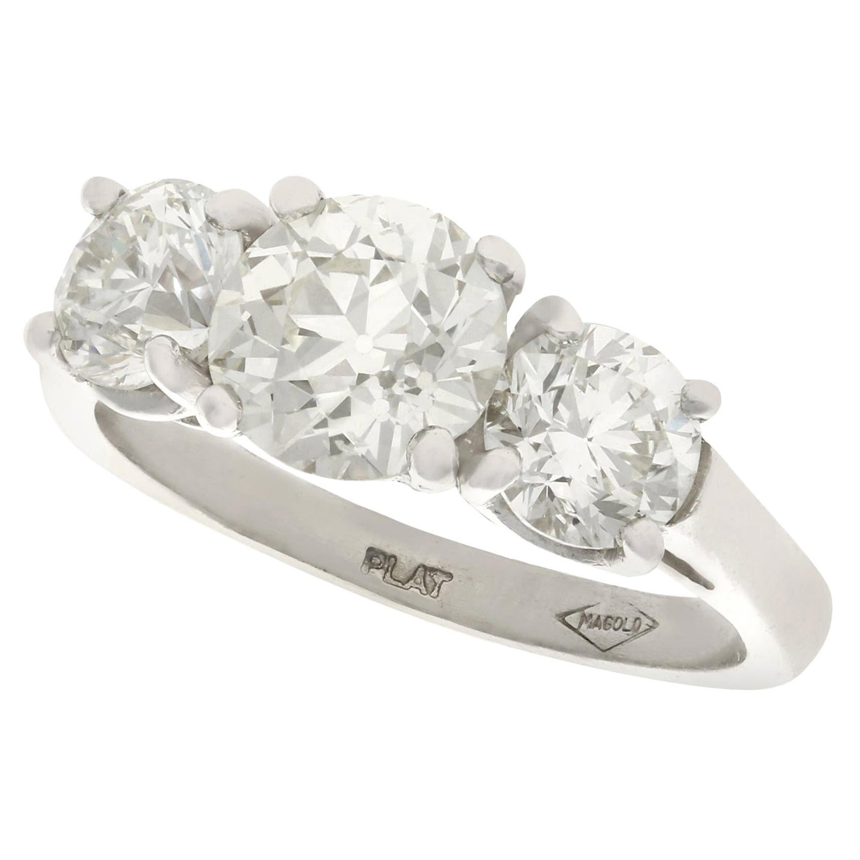 2.65 Carat Diamond and Platinum Trilogy Ring