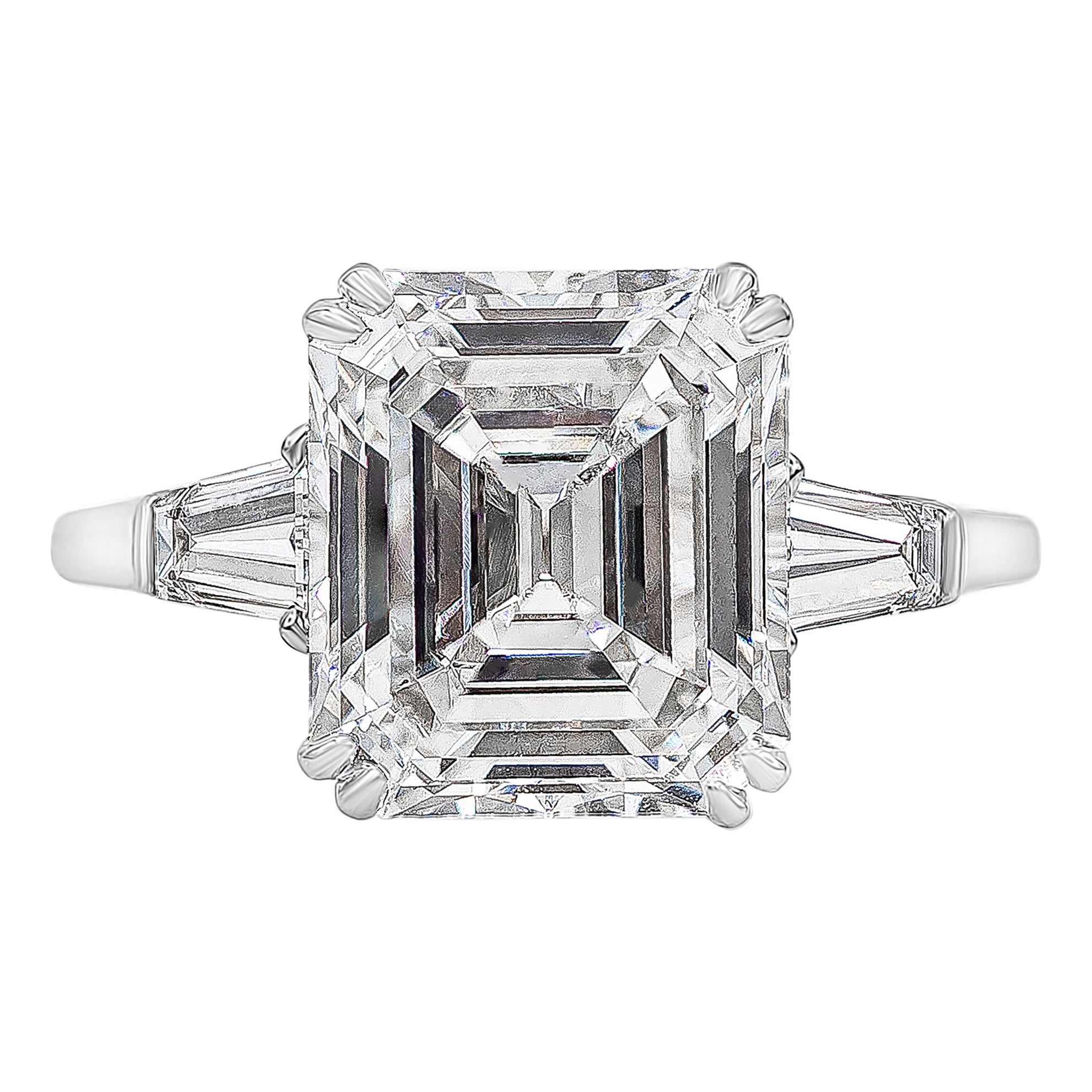 Harry Winston 6.77 Carat Emerald Cut Diamond Platinum Ring at 1stDibs