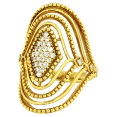 Used Judith Ripka 18 Karat Stella Collection Diamond Domed Ring