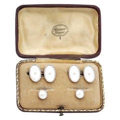 Vintage Mother of Pearl and Pearl Gold Gents Cocktail Set