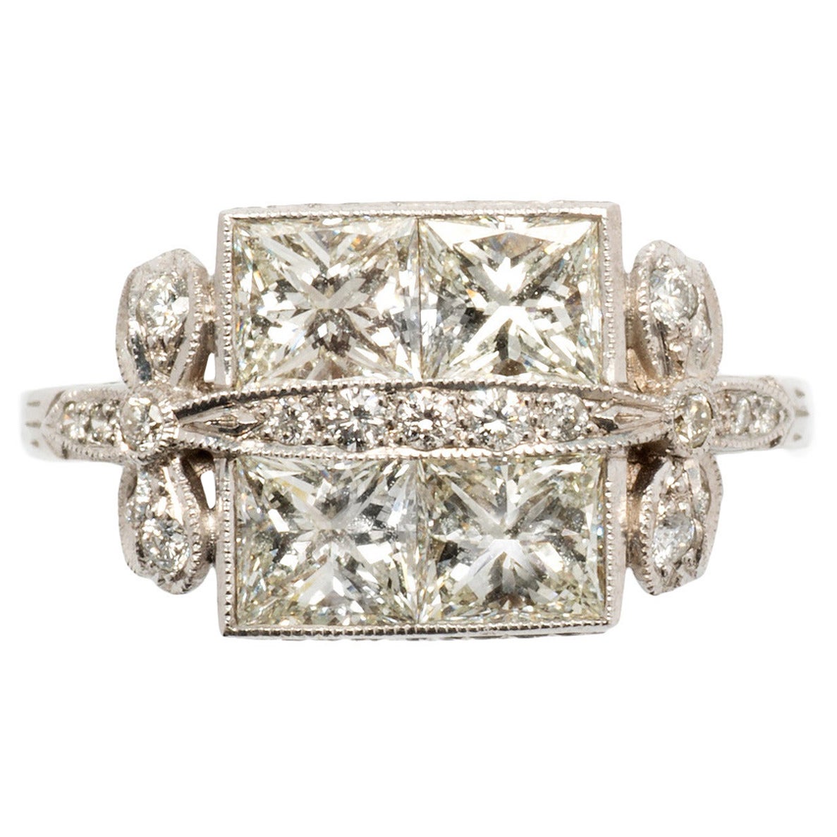 Art Deco Diamond Gold Cocktail Ring For Sale