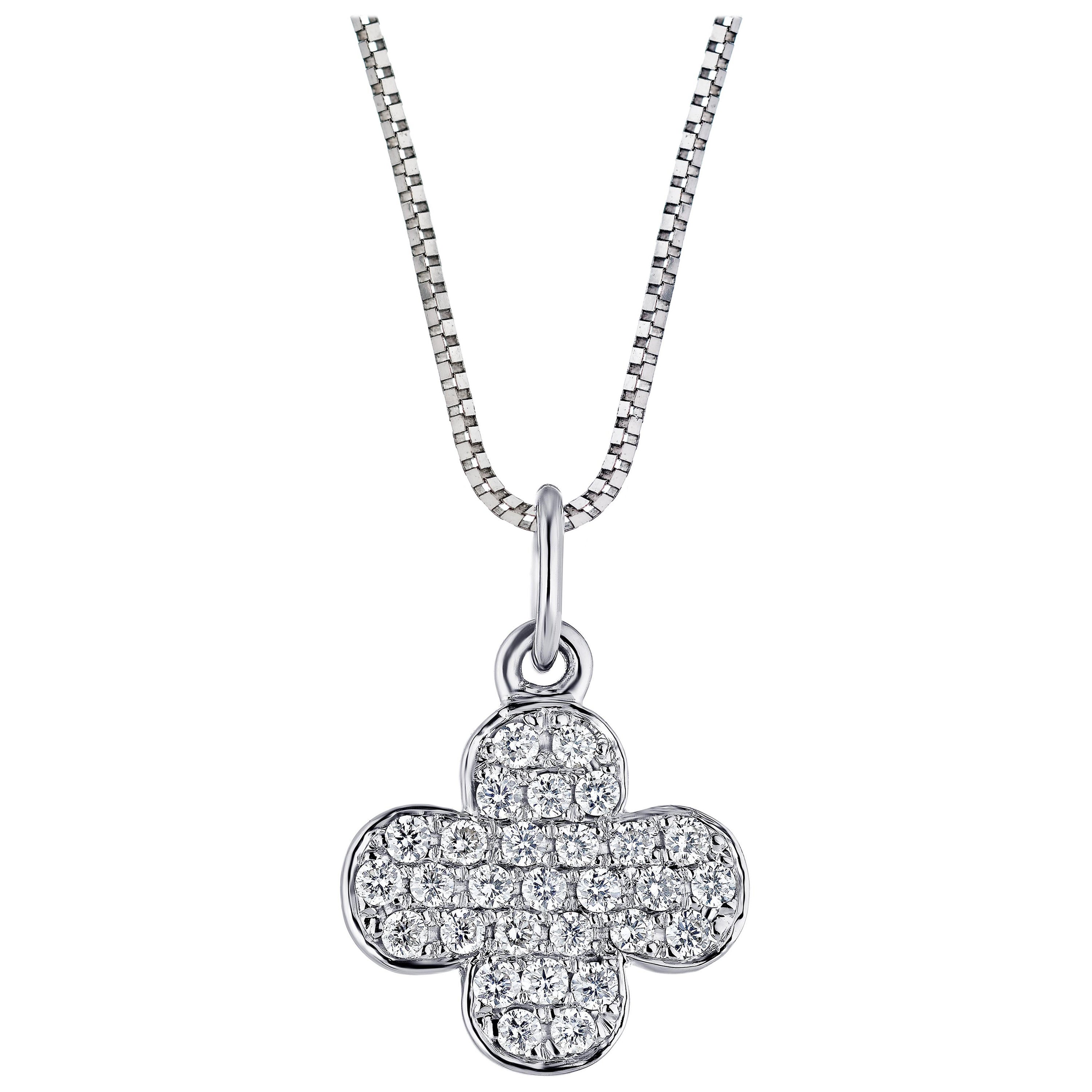 Timeless Diamond Flower Drop Pendant Necklace For Sale