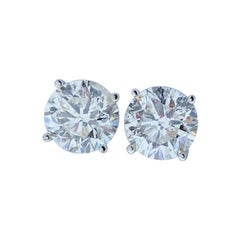 EGL USA Certified 4.01 Carat Total Diamond Stud Earring in 14 Karat White Gold