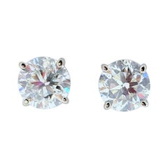 3.00 Carat Total Diamond Stud Earrings in 14 Karat White Gold