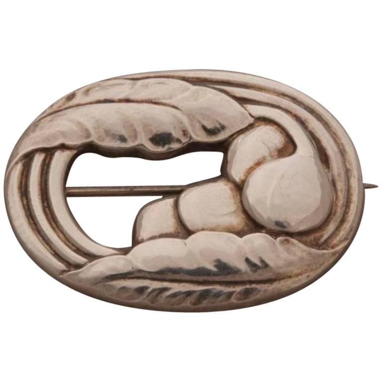 Georg Jensen Sterling Silver Brooch No. 18 For Sale