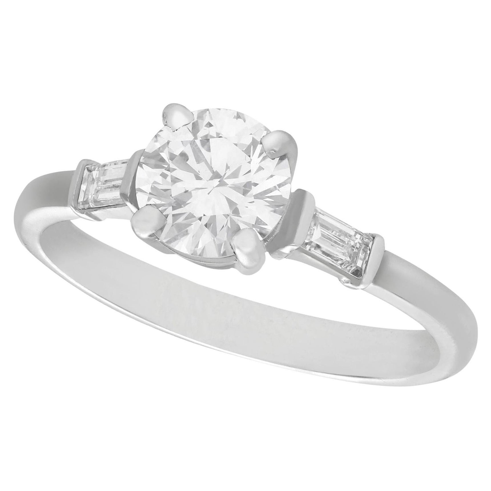 1.03 Carat Diamond Platinum Solitaire Art Deco Style Engagement Ring