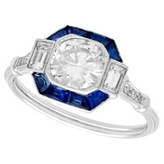 1.24 Carat Diamond and Sapphire Platinum Engagement Ring
