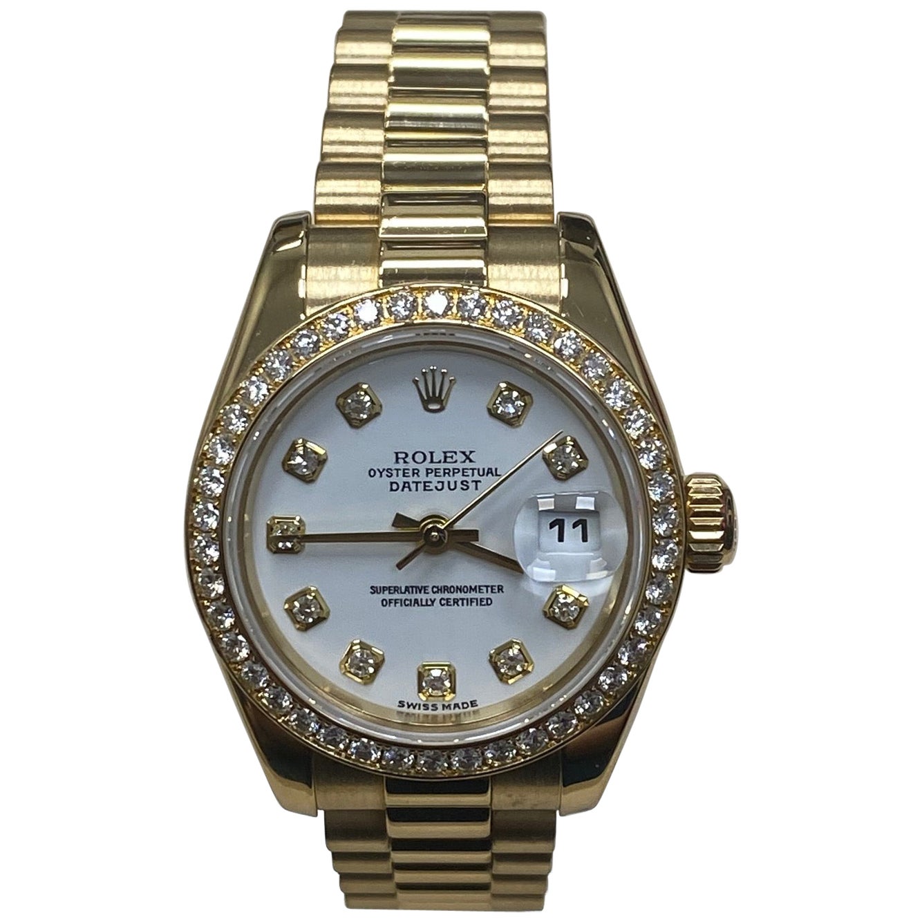 Rolex Ladies-Datejust Diamond Face 18 Karat Gold Watch Ref 179138 For Sale at 1stDibs