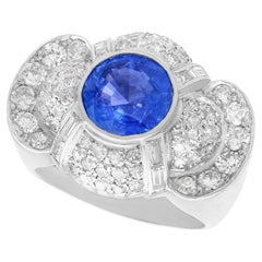 Vintage 3.57 Carat Madagascan Sapphire 2.37 Carat Diamond Platinum Cocktail Ring