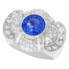 Vintage 3.57 Carat Madagascan Sapphire 2.37 Carat Diamond Platinum Cocktail Ring
