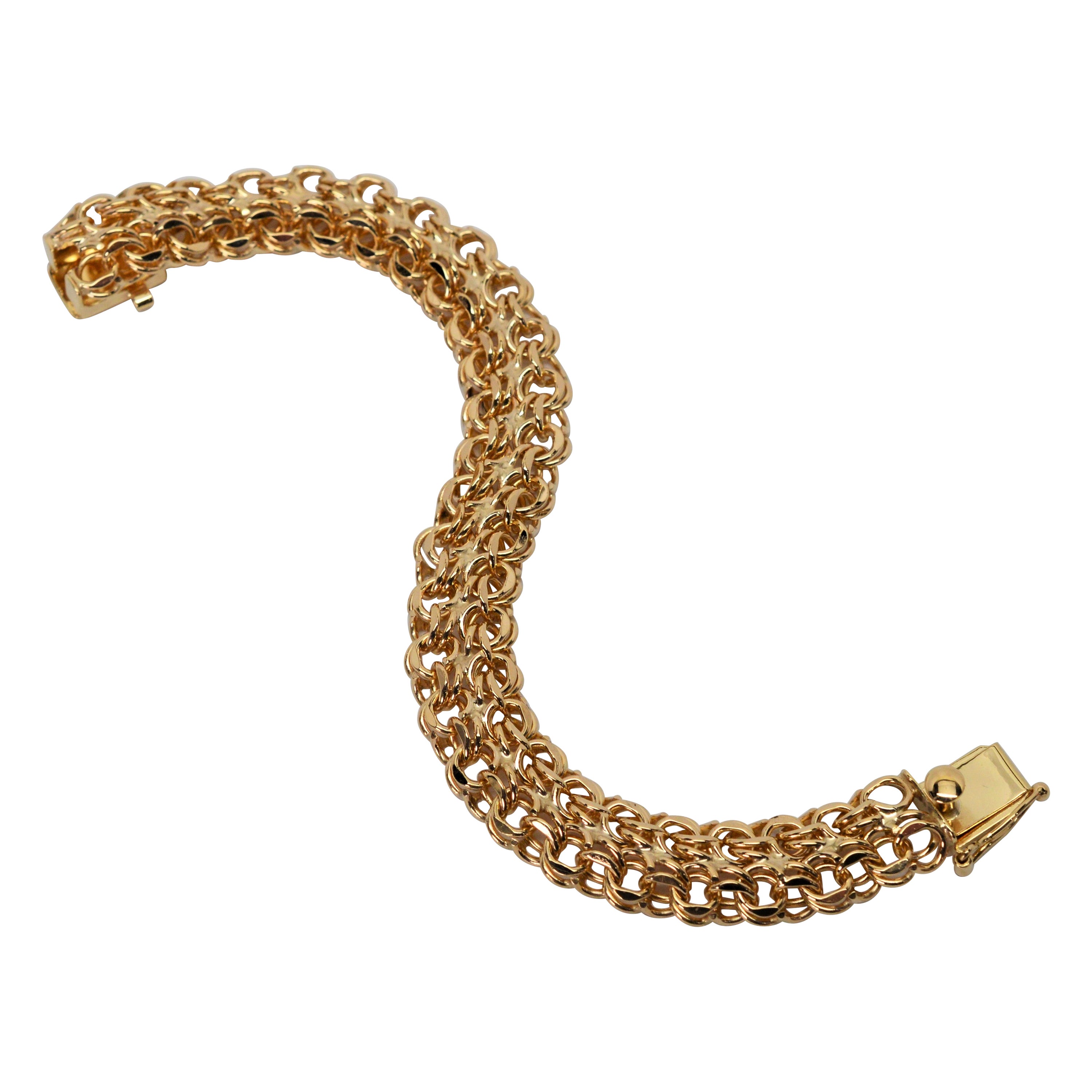 Estate Gold Bracelet 14 Karat Yellow Gold Braided Link Chain Bracelet