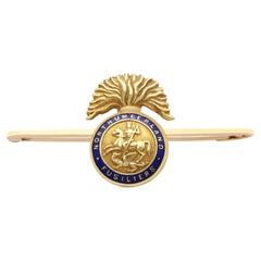 Antique Yellow Gold and Enamel Northumberland Fusiliers Brooch