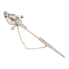 Victorian 2.85 Carat Diamond Yellow Gold Pin Brooch