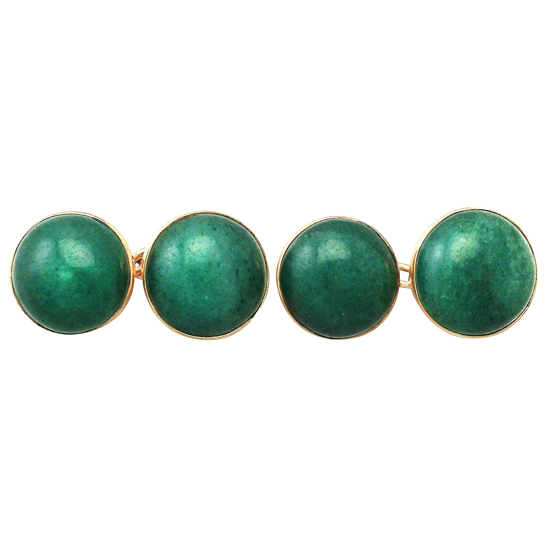 Antique Moss Agate and Yellow Gold Cufflinks