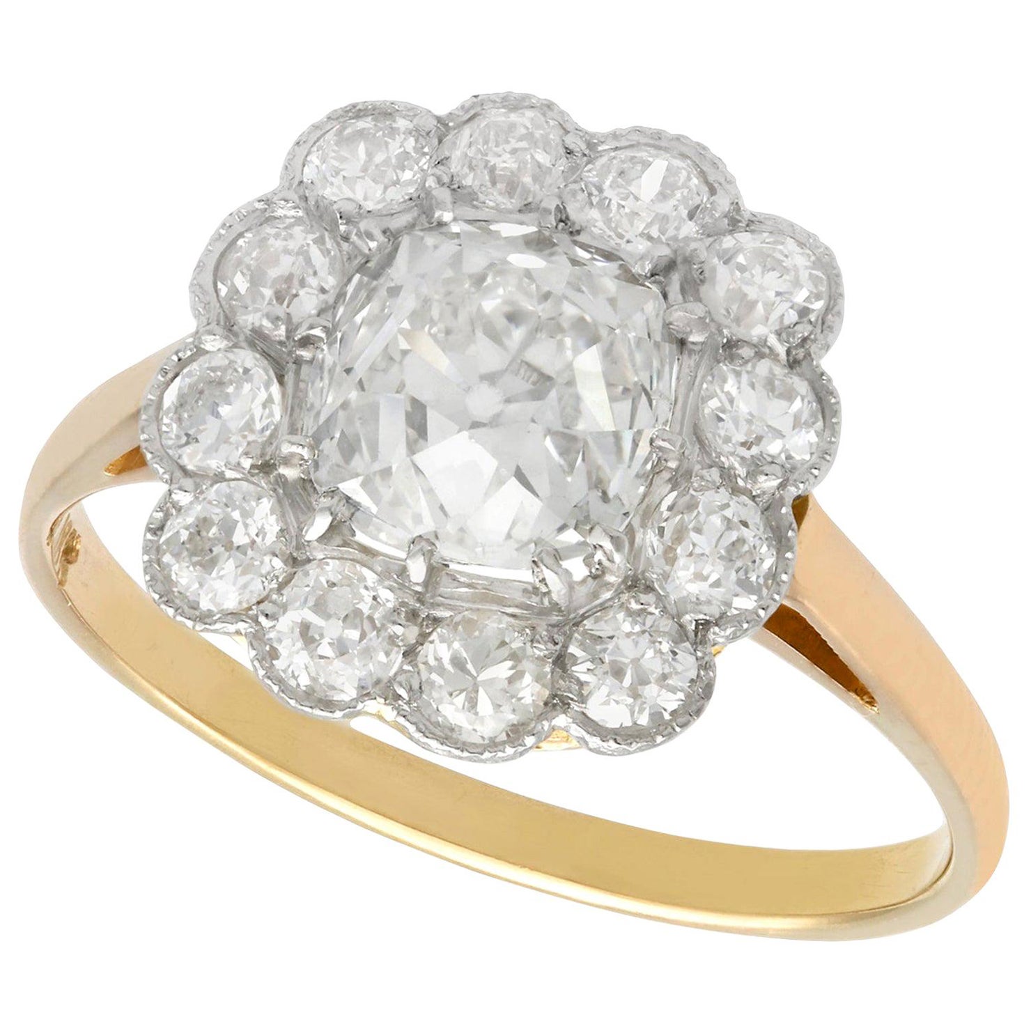 Yellow Gold and Diamond Cluster Ring For Sale at 1stDibs
