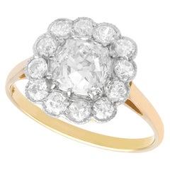 2.12 Carat Diamond and Yellow Gold Cluster Ring