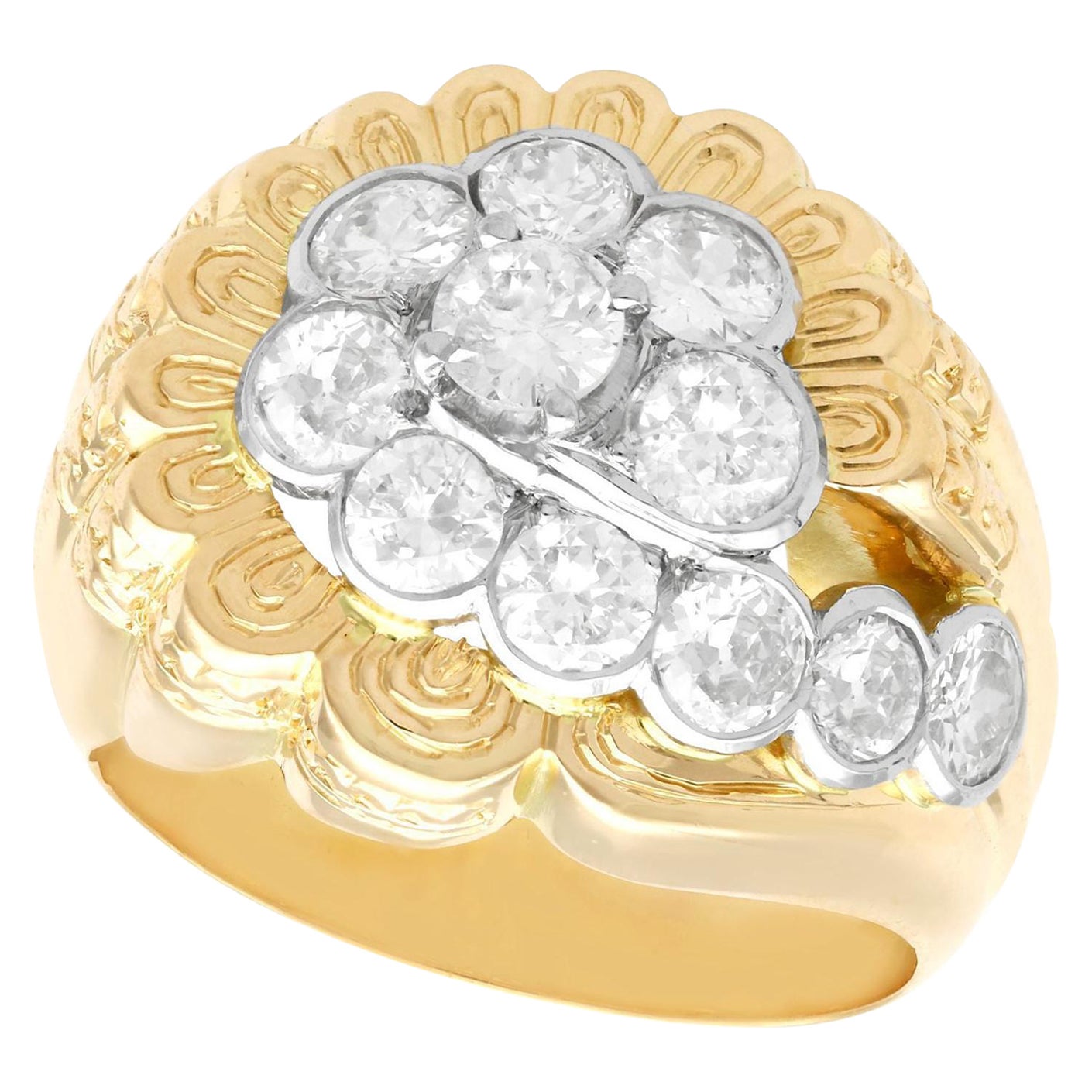 2.54 Carat Diamond Yellow Gold Cocktail Ring For Sale