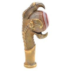 Antike 1870 Vogel von Prey Raptor Klauensiegel Initial JM gebänderter Achat vergoldetes Metall
