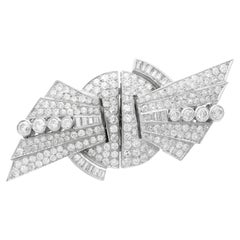 Art Deco 10.95 Carat Diamond Duette Double Clip Brooch in Platinum