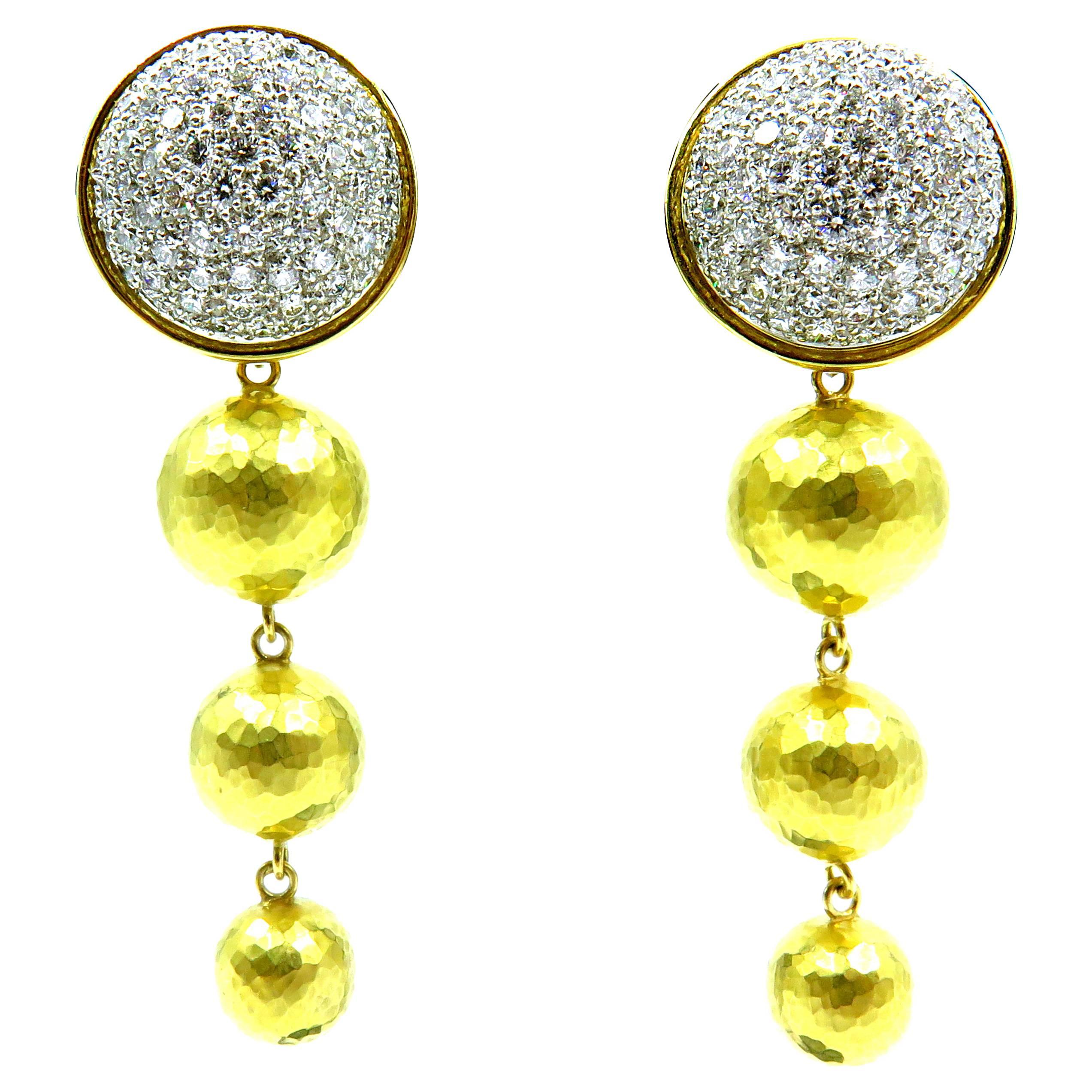 Paloma Picasso Planet Collection Diamond Platinum Gold Day Night Drop Earrings