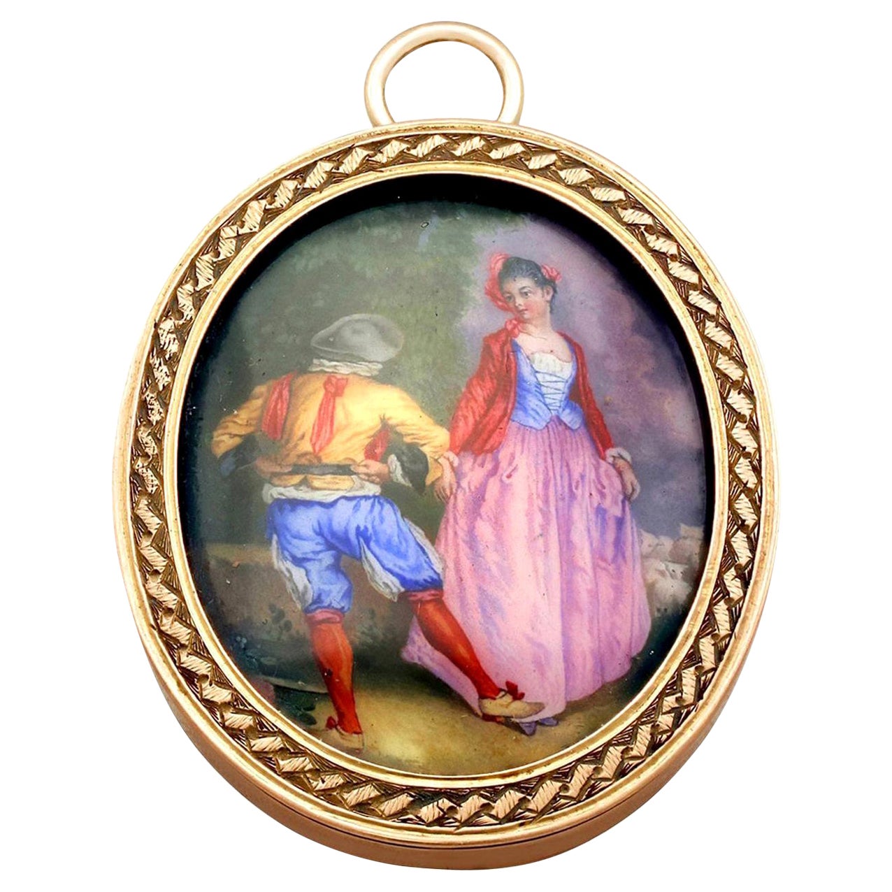 Victorian Yellow Gold Miniature Portrait Pendant For Sale