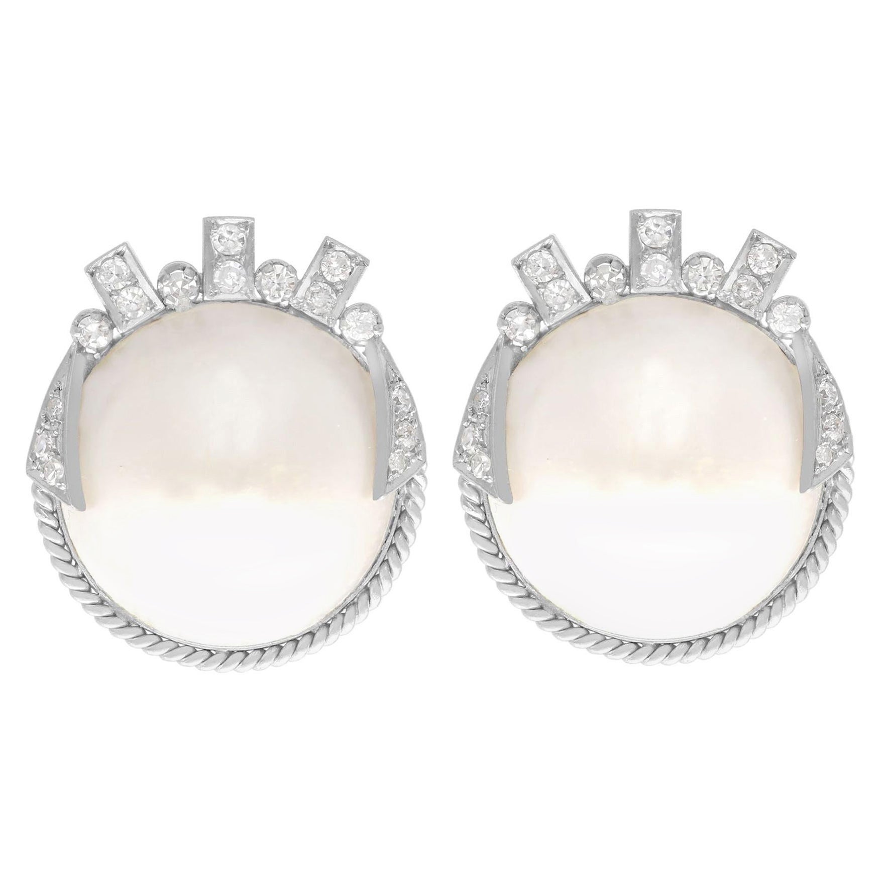 Pendientes de oro blanco con perlas y diamantes Mabe