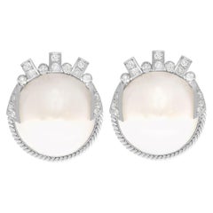 Pendientes de oro blanco con perlas y diamantes Mabe