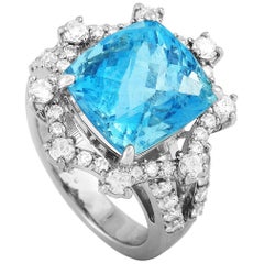 LB Exclusive Platinum 1.47 ct Diamond and Aquamarine Ring