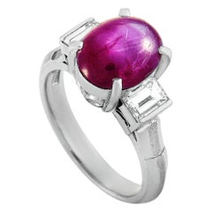 LB Exclusive Platinum 0.65 ct Diamond and Ruby Ring