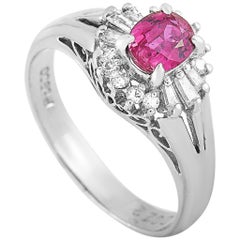 LB Exclusive Platinum 0.22 ct Diamond and Ruby Ring