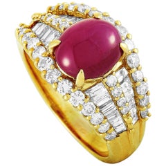 LB Exclusive 18K Yellow Gold 1.40 ct Diamond and Ruby Band Ring