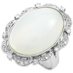 LB Exclusive Platinum 0.39 ct Diamond and Moonstone Cocktail Ring