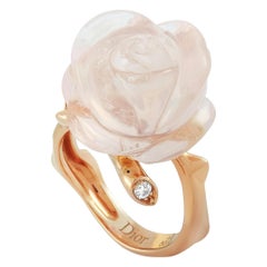 Dior Pré Catelan 18K Rose Gold Diamond and Pink Quartz Rose Ring
