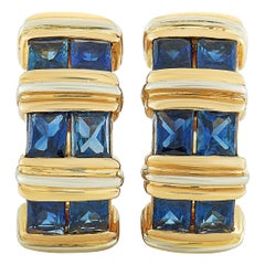 Cartier 18K Yellow Gold and Sapphire Huggie Omega Back Earrings