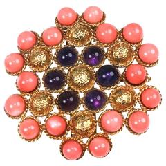 Coral Amethyst Gold Textured Clip 10