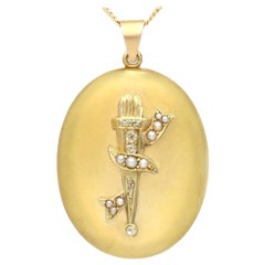 Antique Victorian Diamond and Pearl Yellow Gold Locket Pendant