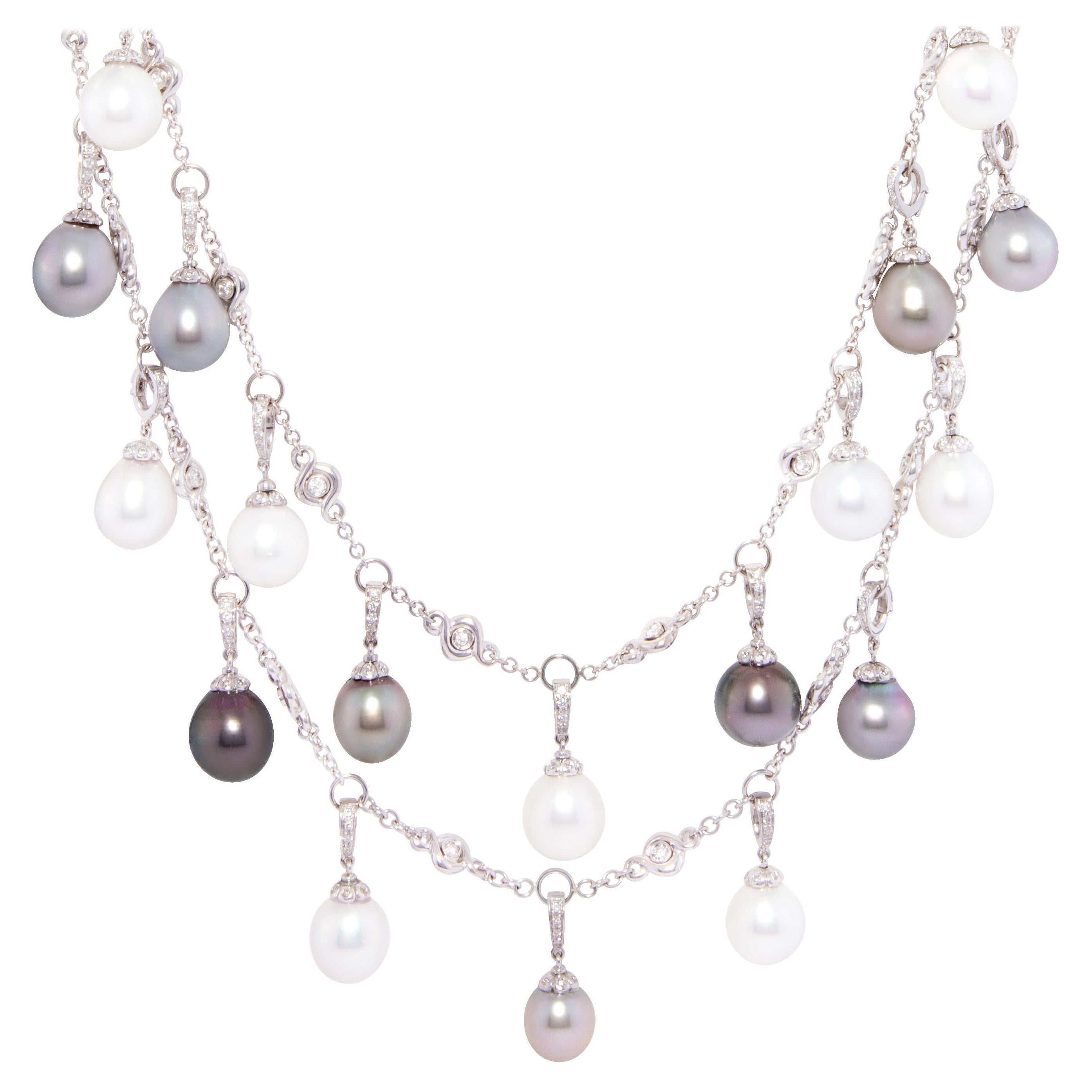 Ella Gafter South Sea Tahitian Pearl Diamond Necklace