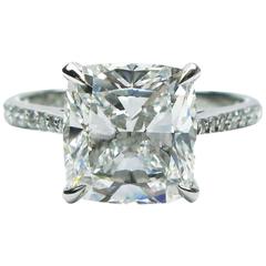 3.03 Carat Cushion Diamond Platinum Engagement Ring 11