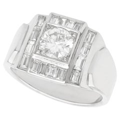 Art Deco 1940s French 1.60 Carat Diamond Cocktail Ring