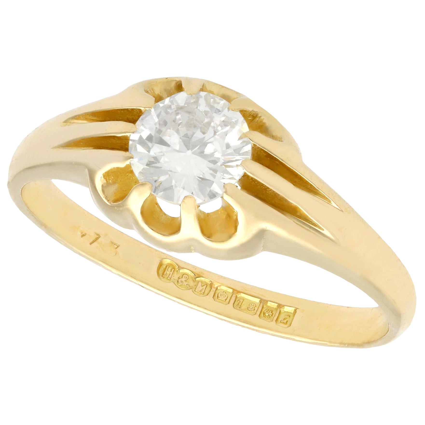 Diamond and Yellow Gold Solitaire Engagement Ring